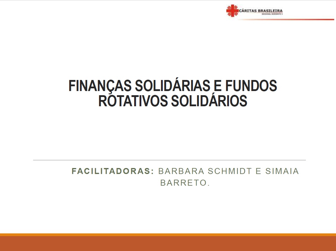 Oficina Finanças Solidárias e Fundos Rotativos Solidários Bahia 2020